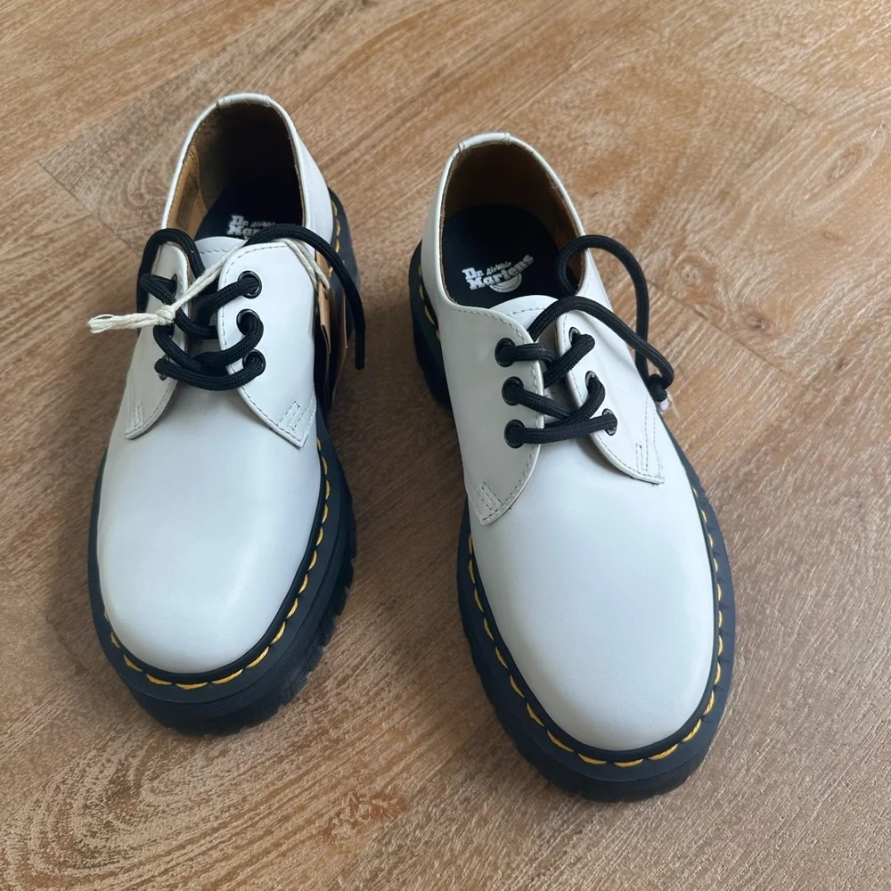 NWT Dr. Martens1461 Quad Smooth Leather Platform Oxford Shoe In White 7